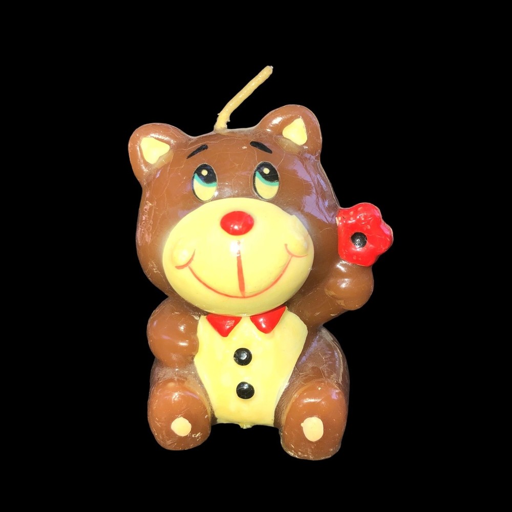 Vintage 3-4” Teddy Bear Candle Made in Hong Kong